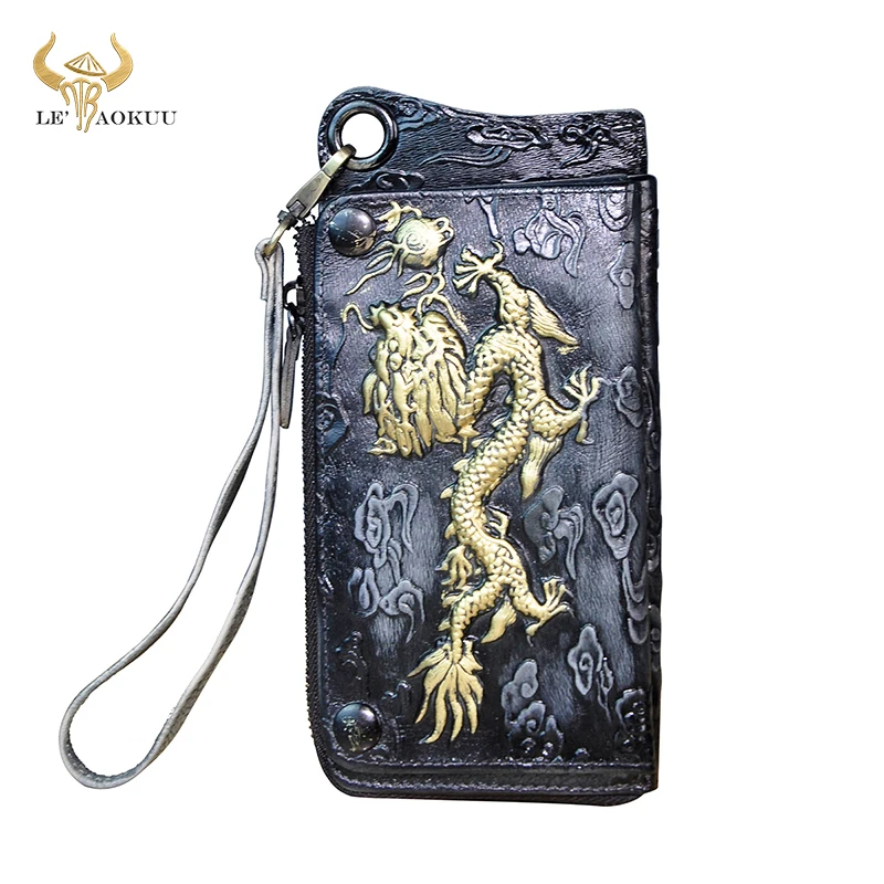 New Luxury Fashion Unisex Quality Leather Design Animal Emboss Checkbook Chain Zipper Organizer Wallet Purse Clutch Sleeve ck001