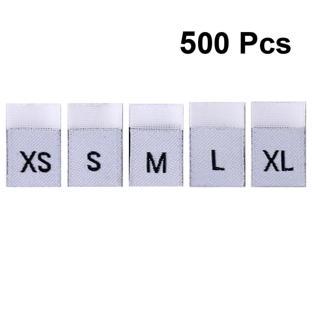 500PCS Clothes Size Labels Folded Cloth Labels General Woven Size Mark Practical Clothing Size Labels For Store Home Use White