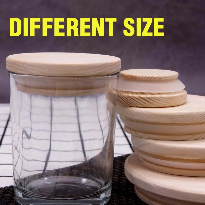 Wooden Sealing Lid 1PC  Canister Lid  with Silcone Ring Container Cover Glass Lid Natural Wood Material Storage Jar Lid