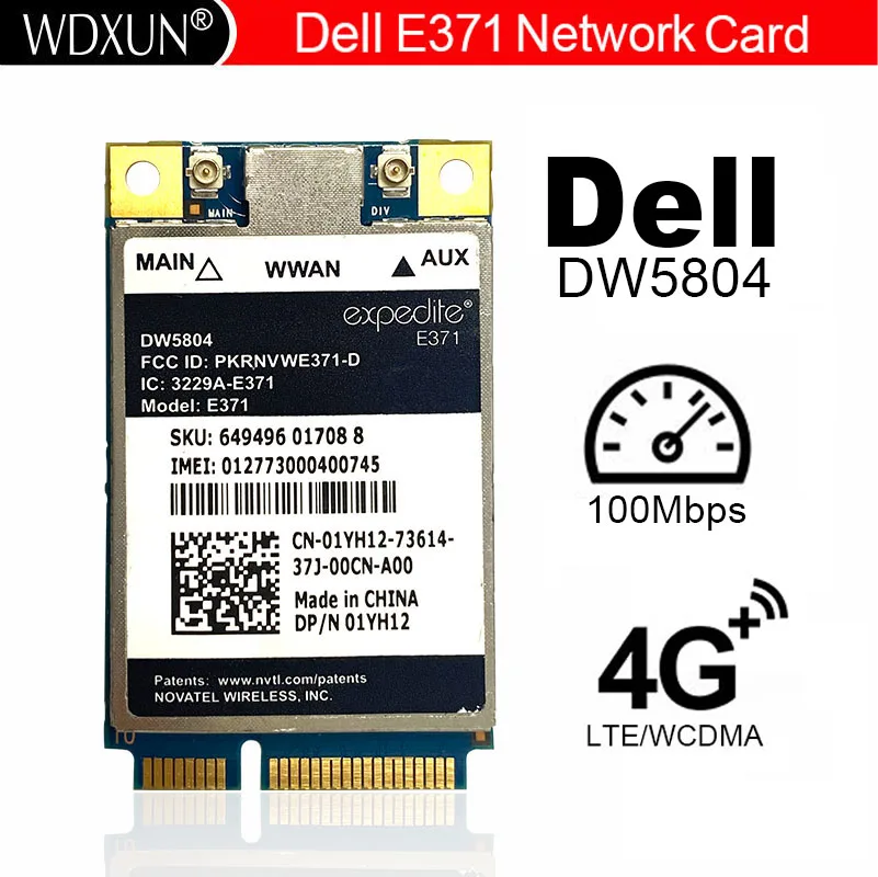 

Оригинальный беспроводной модем Dell Dw5804 4g Lte/wwan для мобильных телефонов 01yh12 E371 Mini Pci-e 3g/4g, высокоскоростная сетевая карта