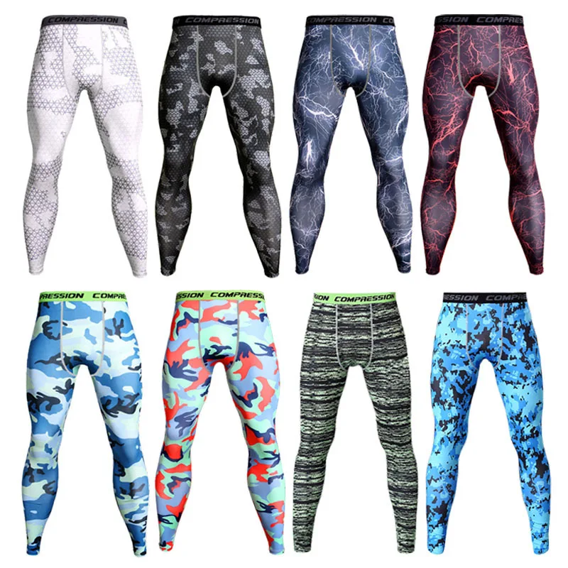 Men Leggings Skinny Long Pants Running Yoga Sports Gym Fitness Boy Training Basketball Base Layer Camouflage Trousers Quick Dry