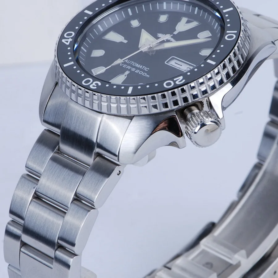 HEIMDALLR relojes de buceo para hombre, reloj automático para hombre, 20 barras, relojes de pulsera mecánicos de viento automático impermeables C3 luminoso NH35 zafiro