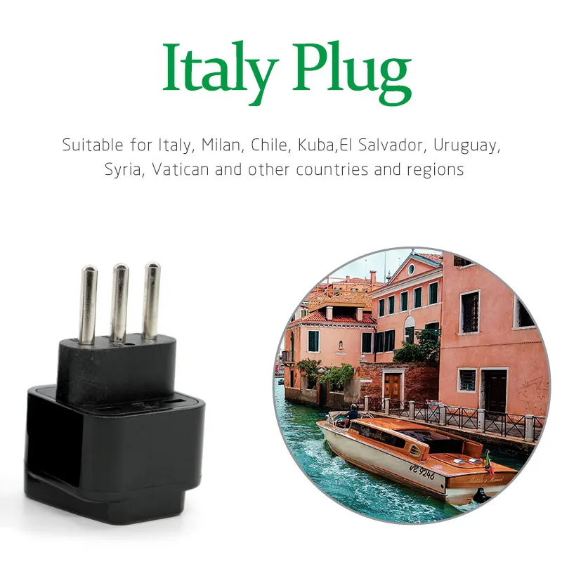 Italy Universal changeover plug 3-pin UK/US/EU/AU to IT Milan Chile Vatican Italian Travel AC Power Conversion Plug Socket