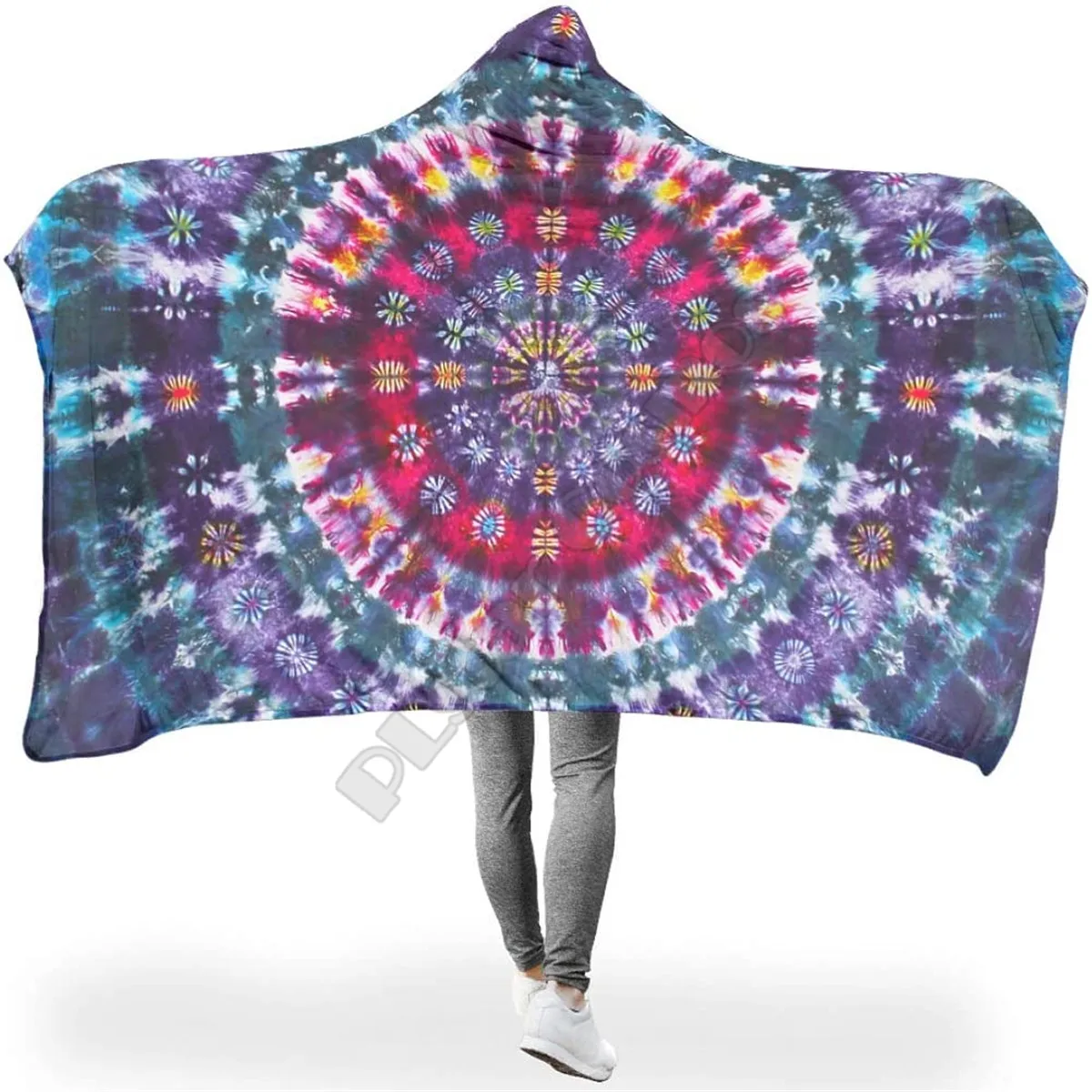 

Spirit Mandala Hooded Blanket Adult colorful child Sherpa Fleece Wearable Blanket Microfiber Bedding Drop Shipping 02