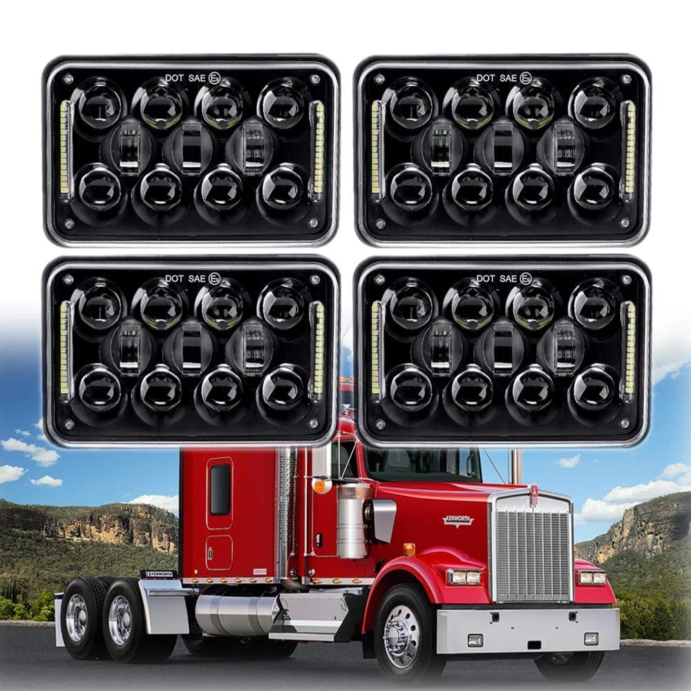 4x6inch LED Square Headlights Replacement for Kenworth T800 T400 T600 W900B for GMC Chevrolet for H4651 H4652 H4656 H4666 H6545