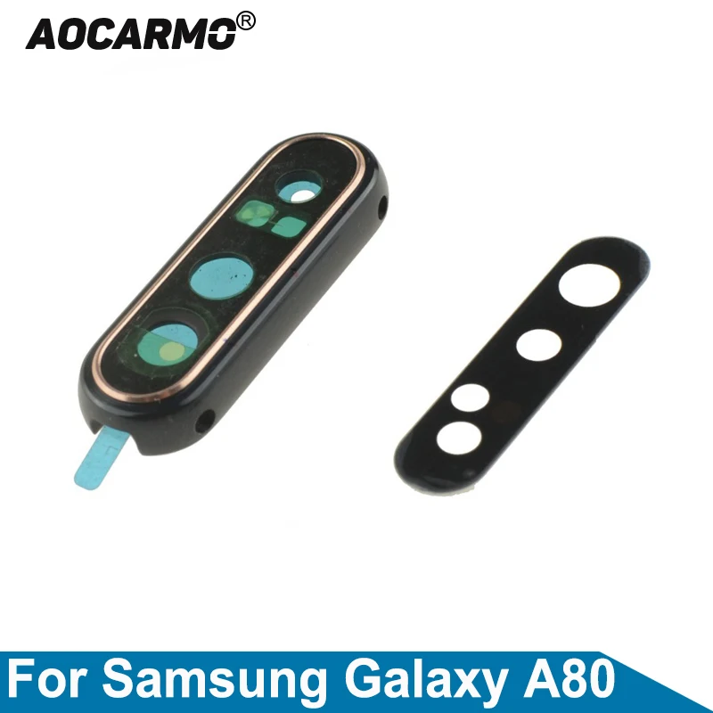 Aocarmo Rear Back Camera Lens With Frame Adhesive For Samsung Galaxy A80 A805F Replacement Parts