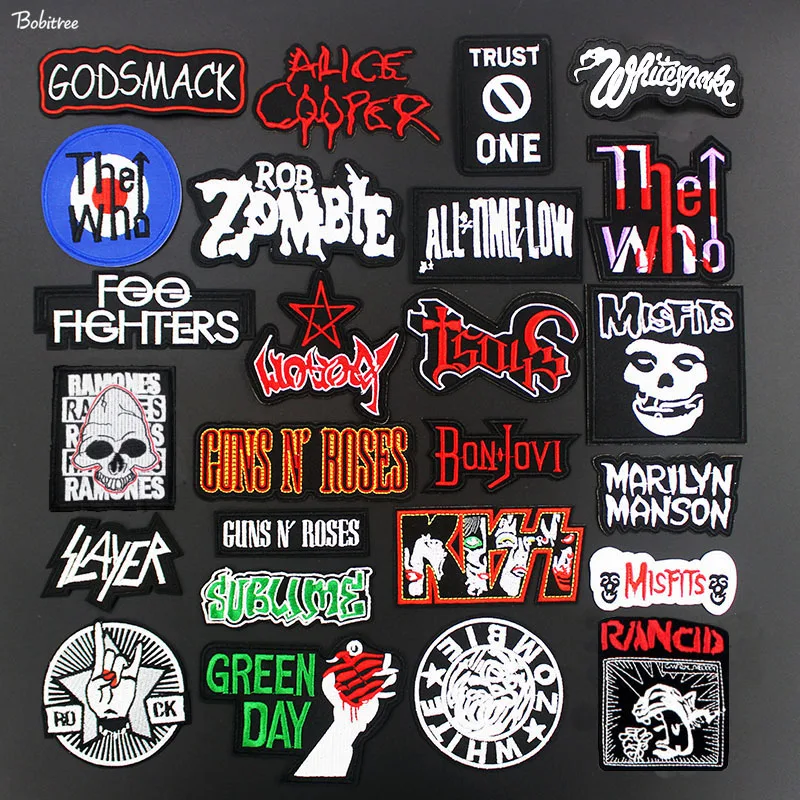 DIY Rock Bands Patches For Clothing Iron On Badge Embroidered Stickers Applique for Jacket Garment Apparel Accessories