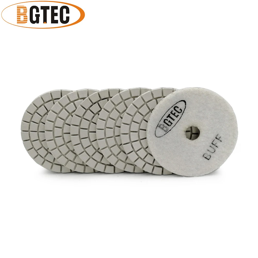 

BGTEC 4inch 6pcs #BUFF Professional diamond flexible polishing pads 100mm sanding disc disk for granite, marble, ceramic