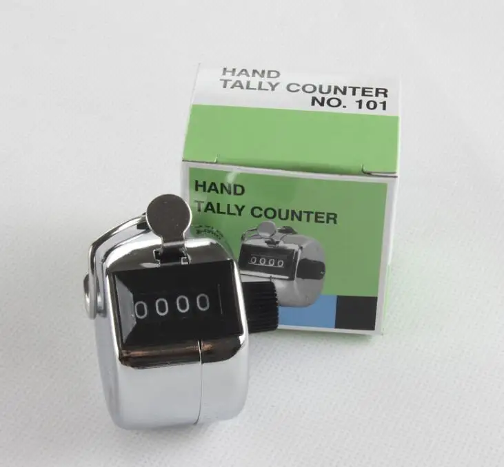 240pcs Free Shipping+Wholesale Metalic Hand Held Tally Counter with 4 Digits#82013