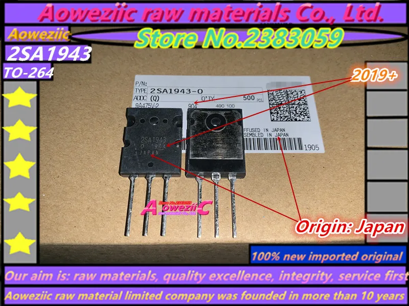 Aoweziic  2023+ 100% New Imported Original  2SA1943 2SC5200 A1943 C5200 TO-3P  PNP Audio Amplifier Transistor 15A 230V 150W