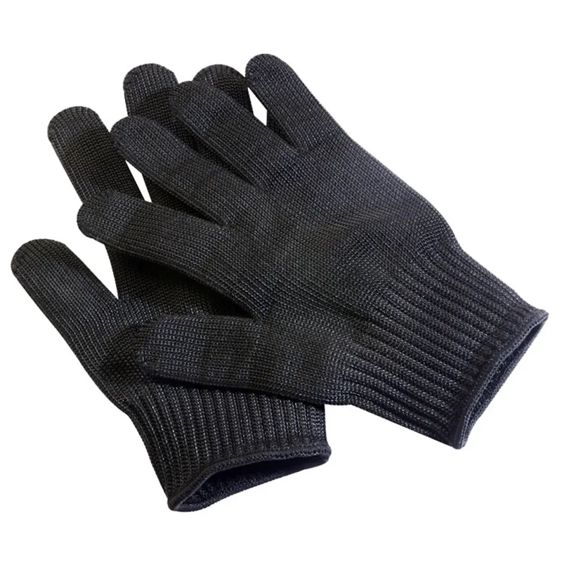 Black Level 5 Anti-cut Glove Safety Cut Proof Stab Resistant Wire Metal Work Gloves Garden Kitchen Household Safety Gloves