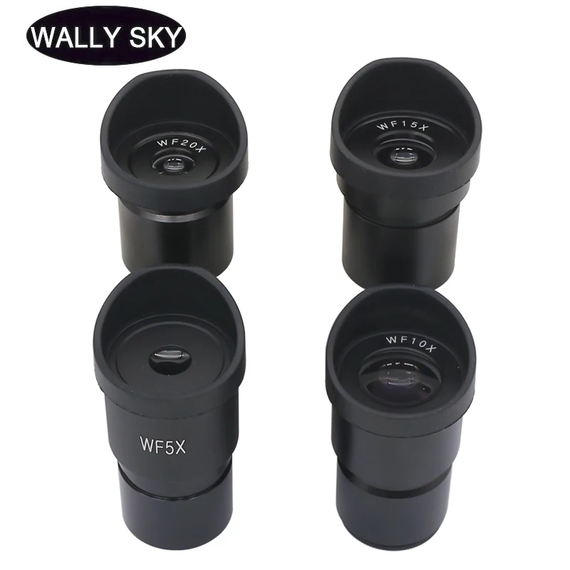Microscópio Estéreo Ocular com Copos de Borracha Lente Óptica Montagem em Campo Amplo Wf5x Wf10x Wf15x Wf20x 30 mm 305 mm