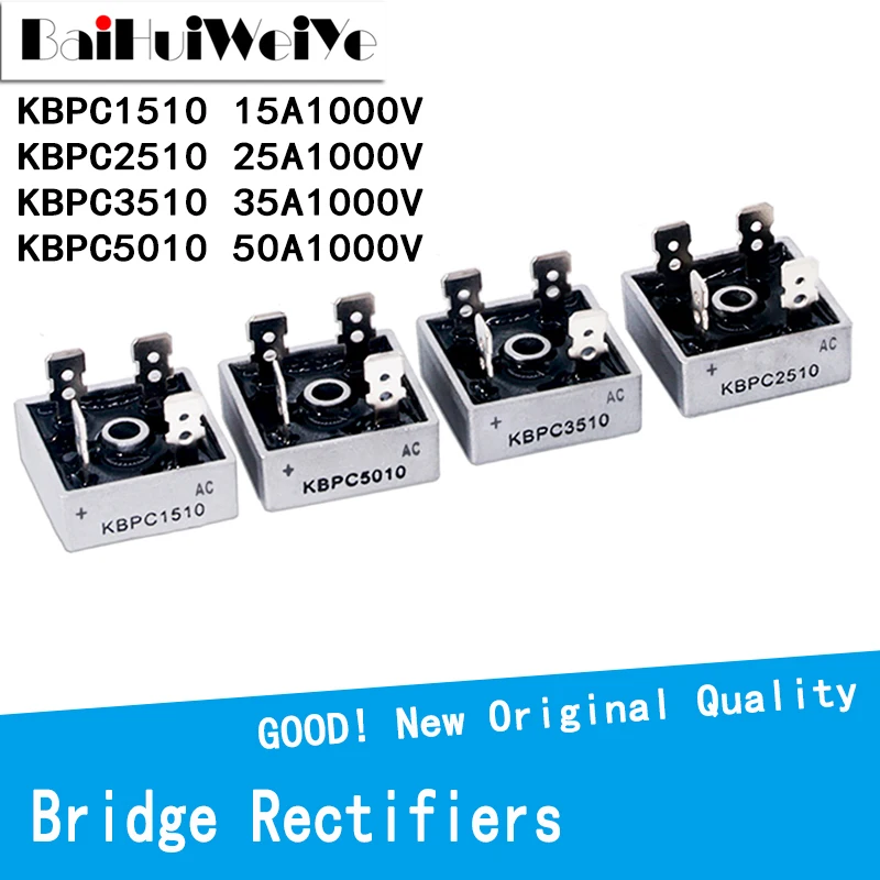 1PCS/LOT KBPC5010 KBPC1510 KBPC2510 KBPC3510 15A 25A 35A 50A 1000V Diode Bridge Rectifier New Good Quality Chipset