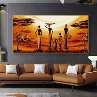 One Piece African Woman Oil Painting on Canvas Large Size Abstract Wall Art Pictures for Living Room Vintage Home Decor NO FRAME