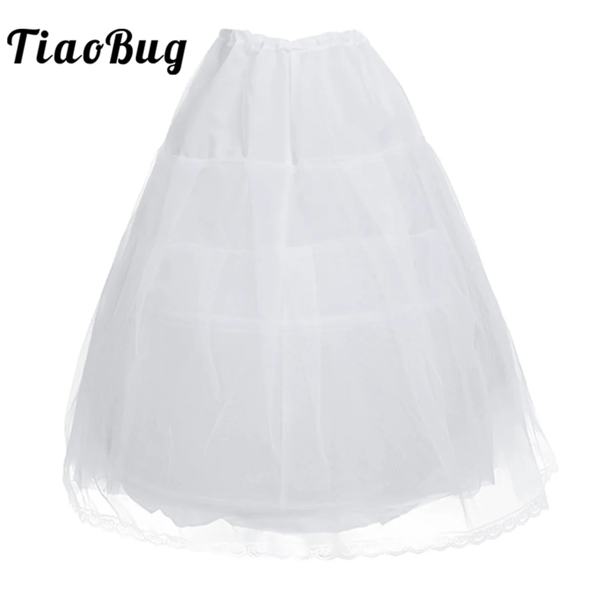 Wedding Crinoline White Petticoat 2 Hoops Underskirt Slip for Flower Girl's Rockabilly Dresses Accessories Under Skirt Tutu