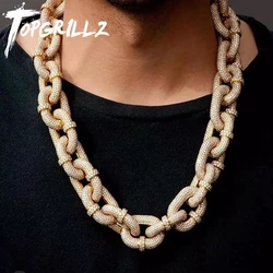 TOPGRILLZ 17mm Miami Cuban Chain Necklace With Iced Out Carabiner Clip Chain Micro Pave Cubic Zirconia Hip Hop Jewelry For Gift