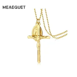 Virgin Mary Miraculous Medal Cross Charm Pendant Necklace for Women Stainless Steel Women Religious Jewelery