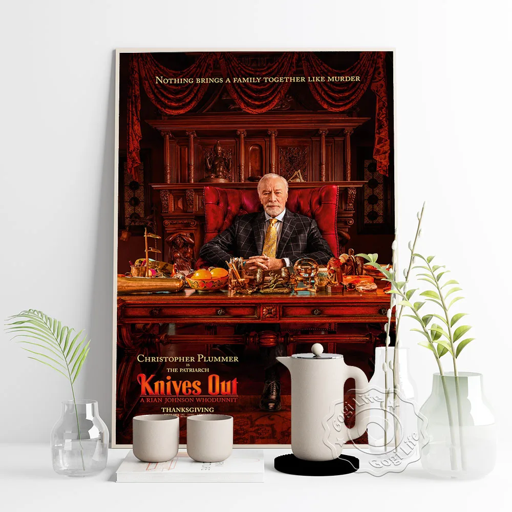 America Movie Knives Out Publicity Art Poster, Daniel Craig Chris Evans Caso Starring Film Vintage Canvas Painting, Fan Collect