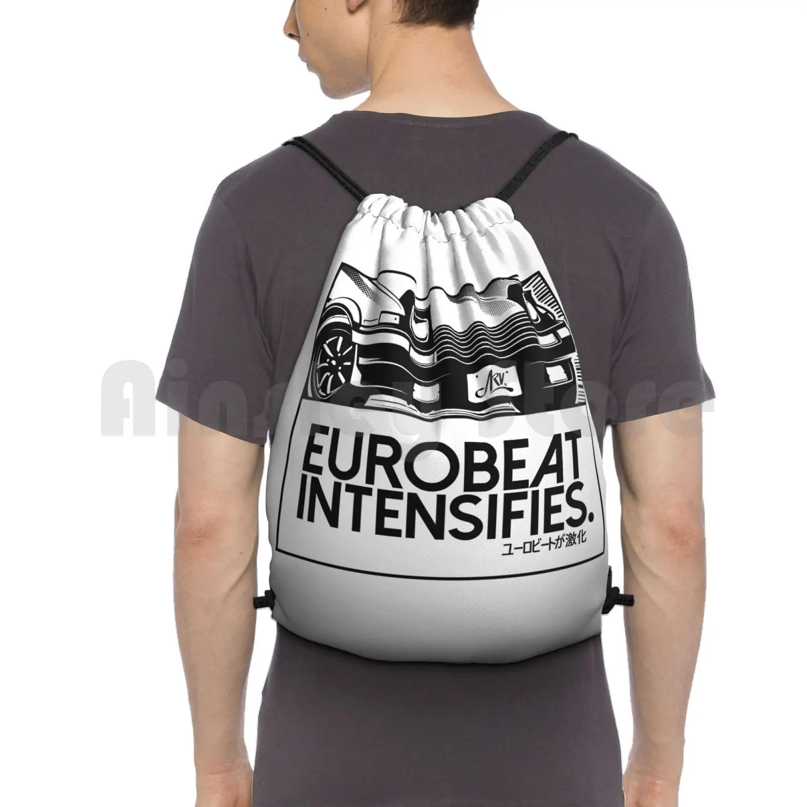 Eurobeat Intensifies-Trueno Backpack Drawstring Bag Riding Climbing Gym Bag Ae86 Corolla Trueno Initial D Initiald Corolla