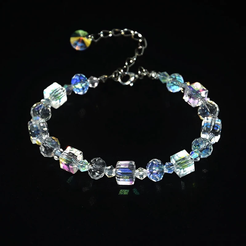 Ins Beaded Simple Flash Bracelet Square/ Crystal Bracelet Exquisite Luxury Fashion Girlfriends NewBracelet Female Fresh Style