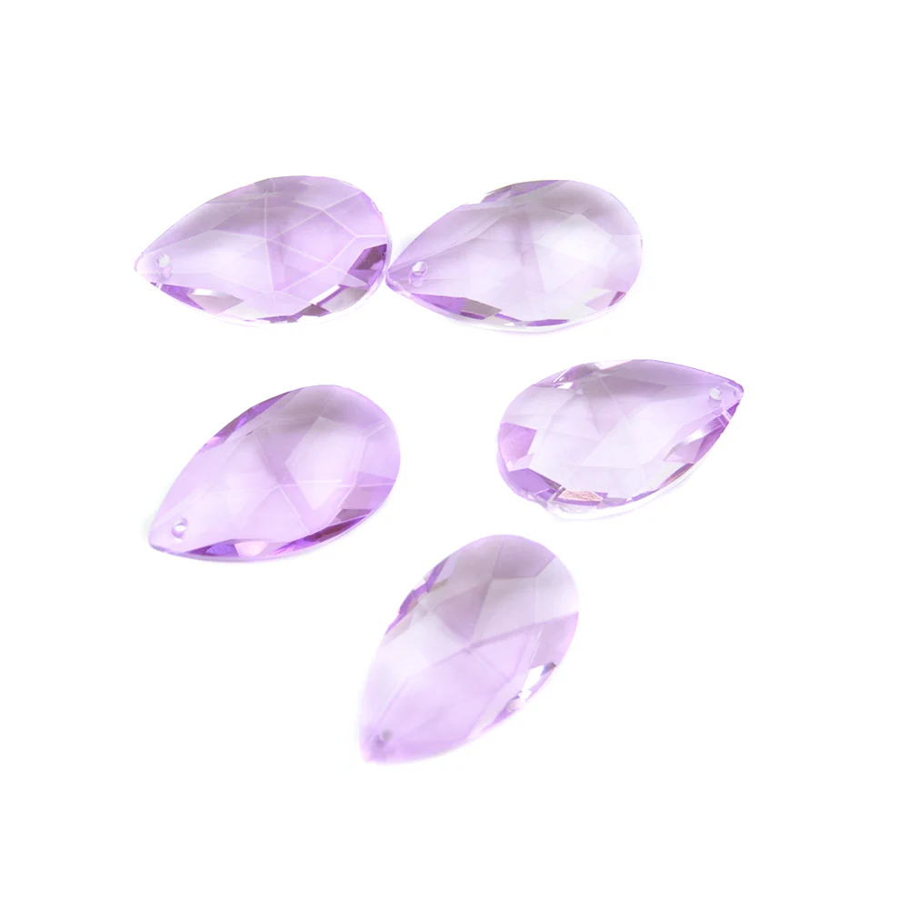 22mm 38mm 50mm Lilac Pink Teardrop Chandelier Crystal Pendants Prisms Parts Lighting Beads for Wedding Garland Decoration