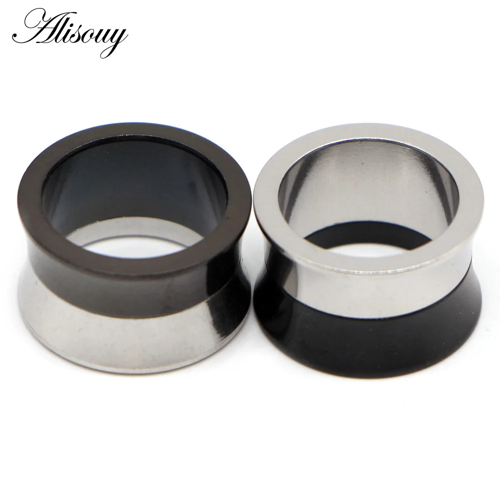 Alisouy 2PCS Punk Ear Plug Stainless Steel Screw Ear Gauges Double Flared Ear Flesh Tunnel Expanders Women Men Piercing Jewelry