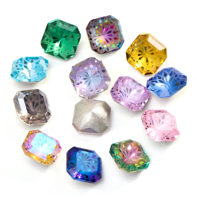 Astrobox Lotus Fat Square Rhinestone Crystal Stone DIY Clothing & Accessories Glass Stones  Jewelry Making Loose Beads Stone