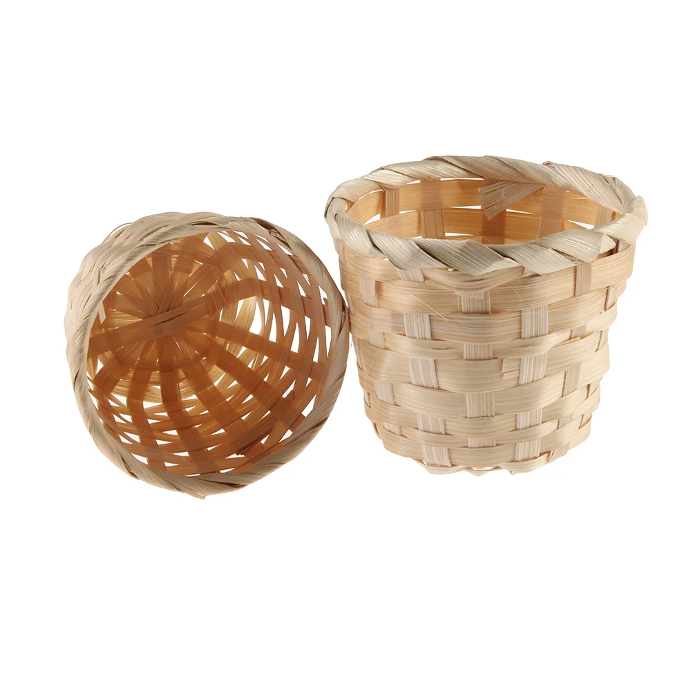 1PCs Two Sizes Basket Desktop Finishing Home Storage Bamboo Weaving Products Sundries Organizer Rattan Plant Box Wicker Basket