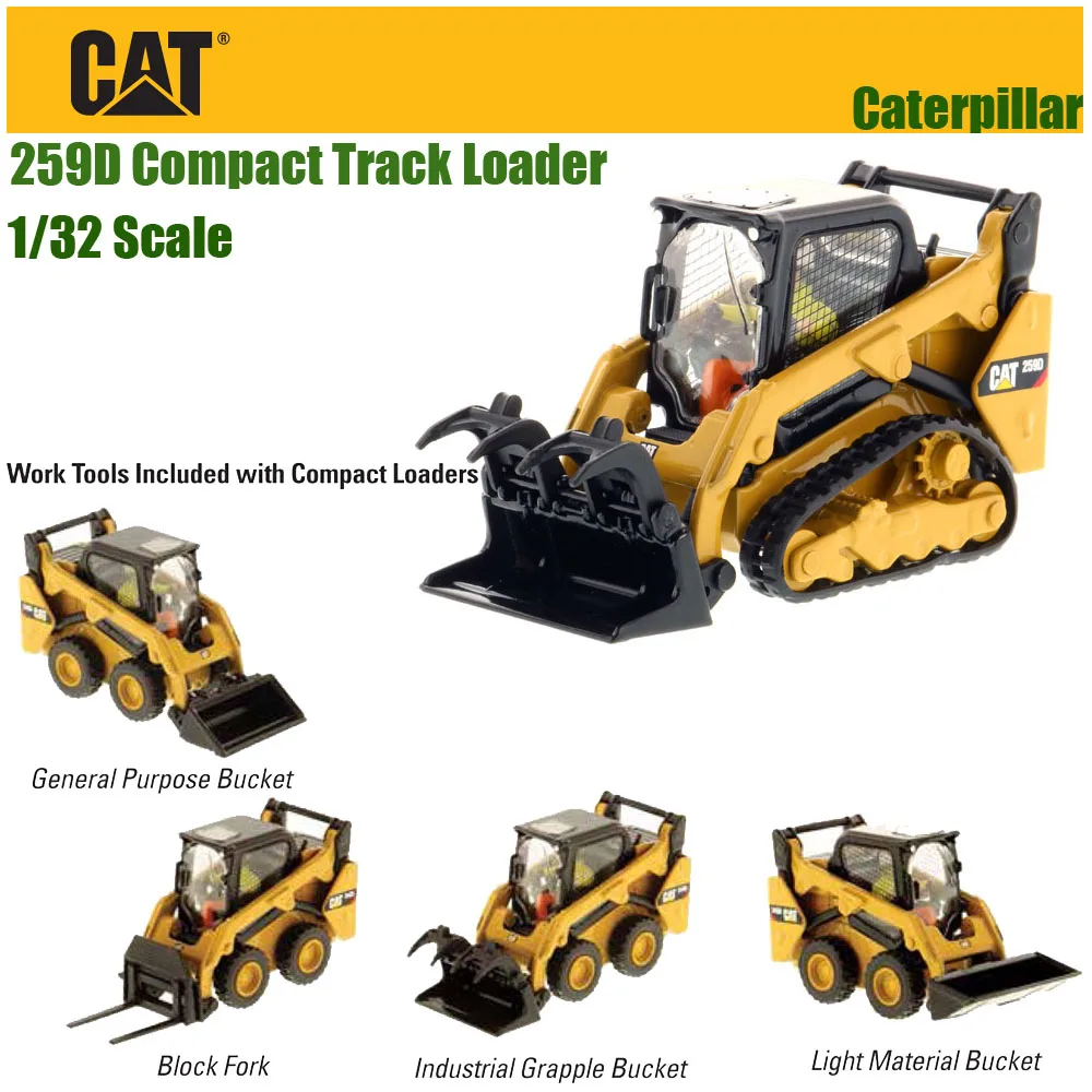 DM CatTerrpillar 1/50 Scale Cat 259D Compact Skid Steer Loader by  Diecast Masters For Collection Gift