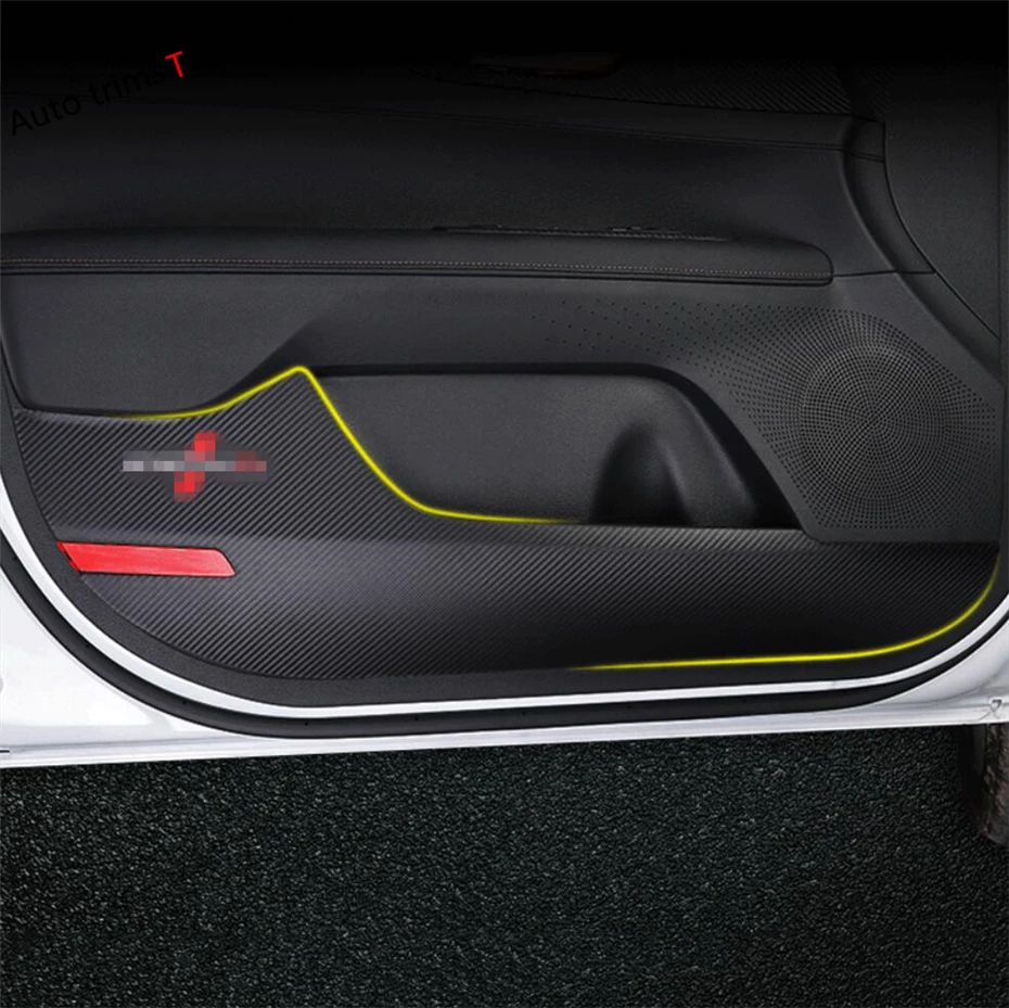 Carbon Fiber Look Sticker Car Door Anti-kick Pad Protective Anti-scratch Film Accessories For Kia Forte Cerato K3 2019 - 2022