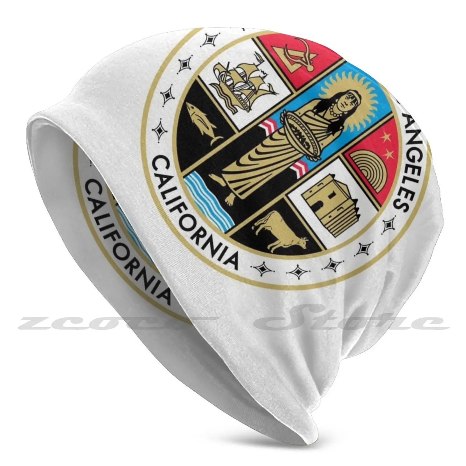 Seal Of Los Angeles County , California Knit Hat Elastic Soft Personalized Pattern Present Cap Socal So Cal Californian Los