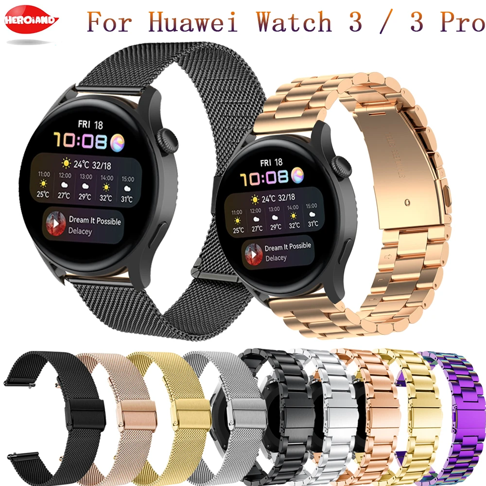 

Stainless Steel For Huawei Watch 3/Pro/GT 2 Pro /GT2 42mm 46mm strap For Samsung Galaxy 42 46mm For Garmin Forerunner 245 Correa