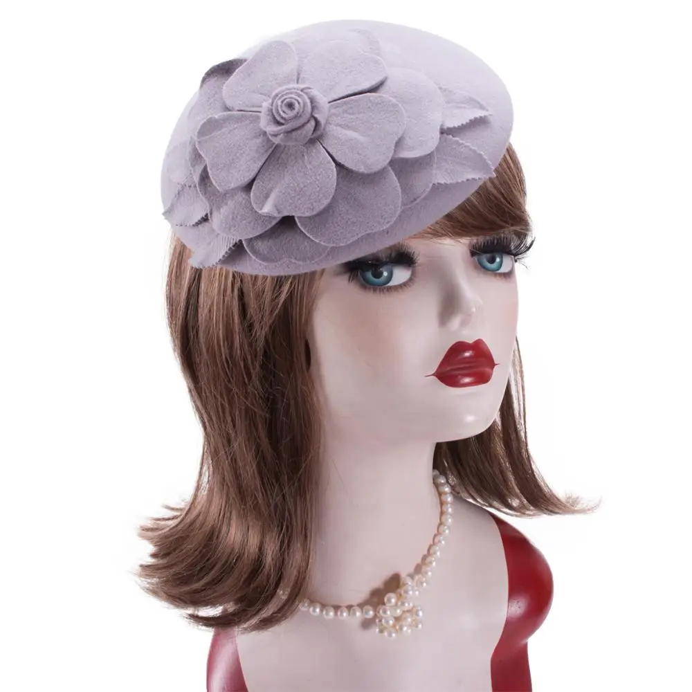 Lawliet Womens Vintage Look Fascinator Wool Felt Pillbox Cocktail Hat Party Wedding Elegant Headgear Headpiece A083