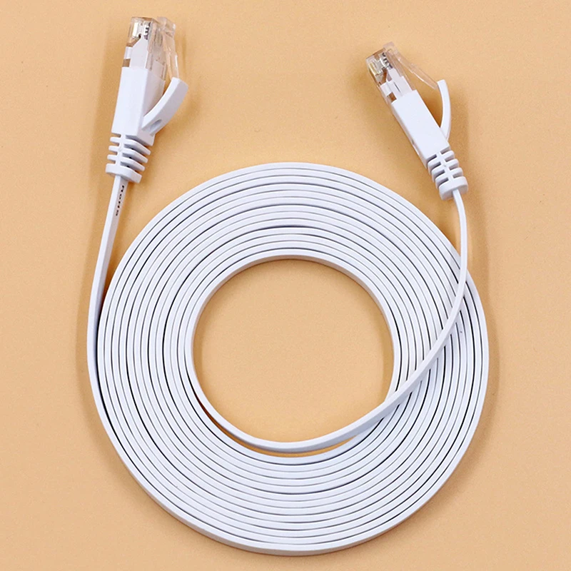 Cable LAN plano de red Ethernet RJ45 CAT6, 1000M, blanco, 0,5 m, 1m, 2m, 3m, 5m, 8m, 10m, 15m, UTP Patch Router Cables