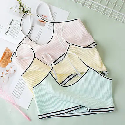 4Pc/lot Teenager Tank Top For Girls Cotton Kids Underwear Model Stripe Kids Singlets Children Camisole Baby Bras Undershirt