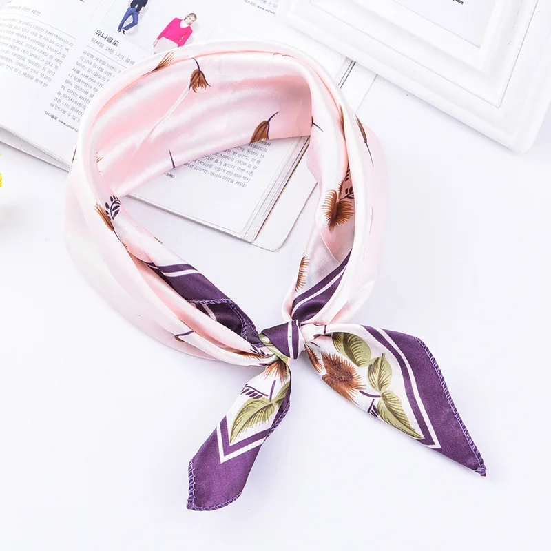 Fashion etiquette 50*50cm High Quality  Scarf Women Small Soft Squares Decorative Head Scarf  Stripe Print Kerchief Neck Wrap