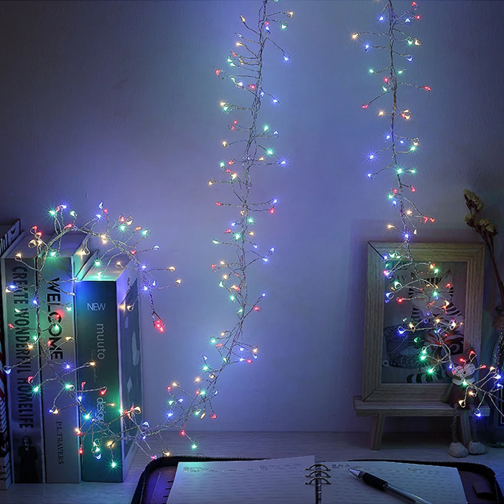 DIY festivali peri ışık zinciri 2m100leds 5m200leds pille çalışan LED dize düğün noel ağacı dekorasyon ışıkları