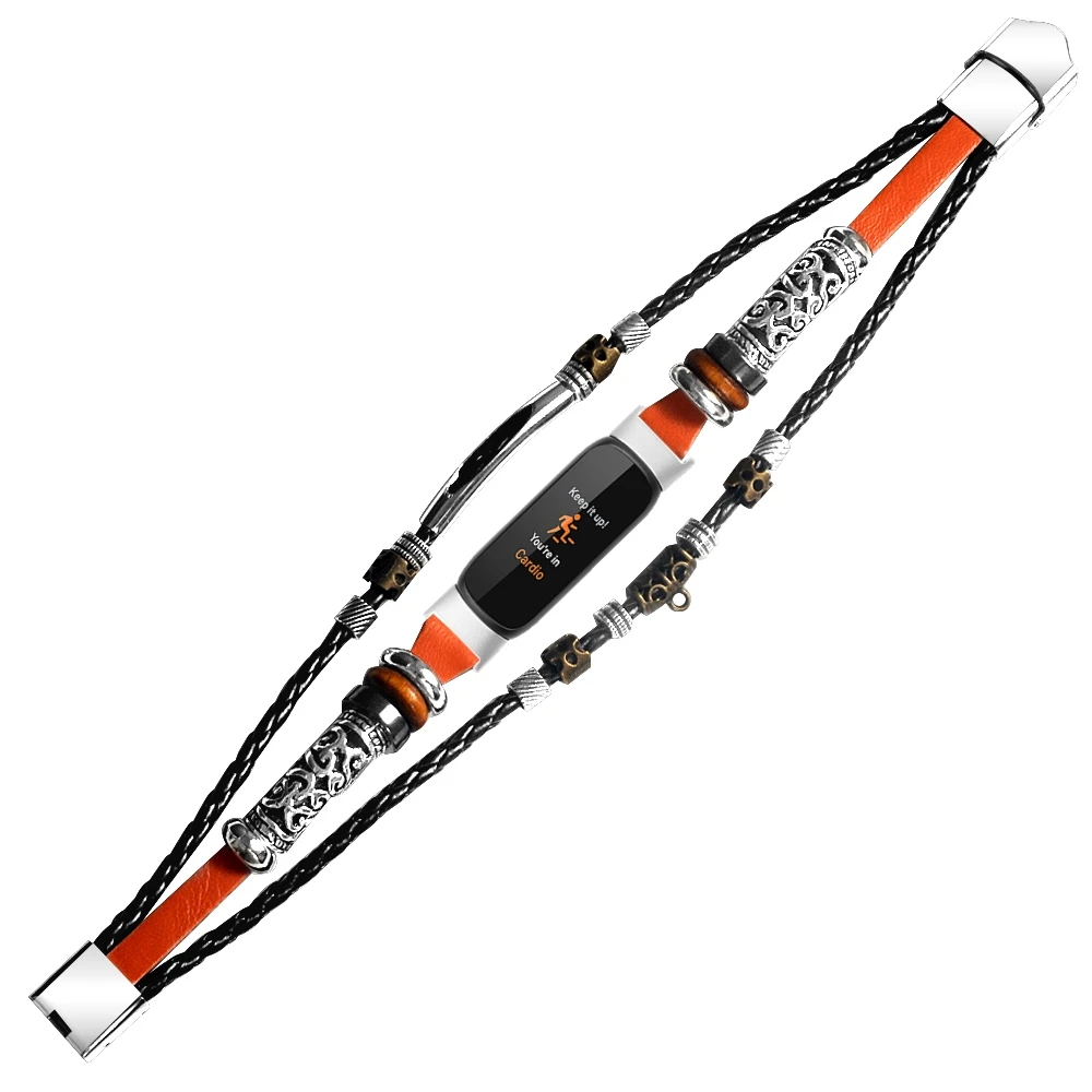 Fitbit Luxe 밴드 메탈 가죽 시계 밴드 스마트 팔찌 액세서리 Fitbit Luxe 교체 용 손목 밴드 DIY 꼰 스트랩