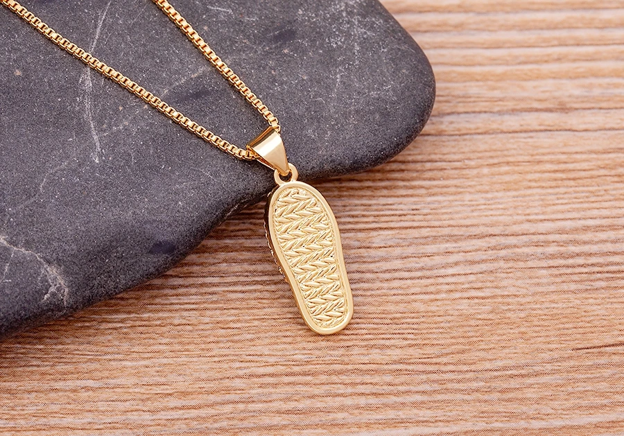 Nidin Mirco Pave CZ Rhinestone Enamel Slipper Pendant For Women Blue Evil Eye Necklace Chain Gold Plated Party Summer Jewelry