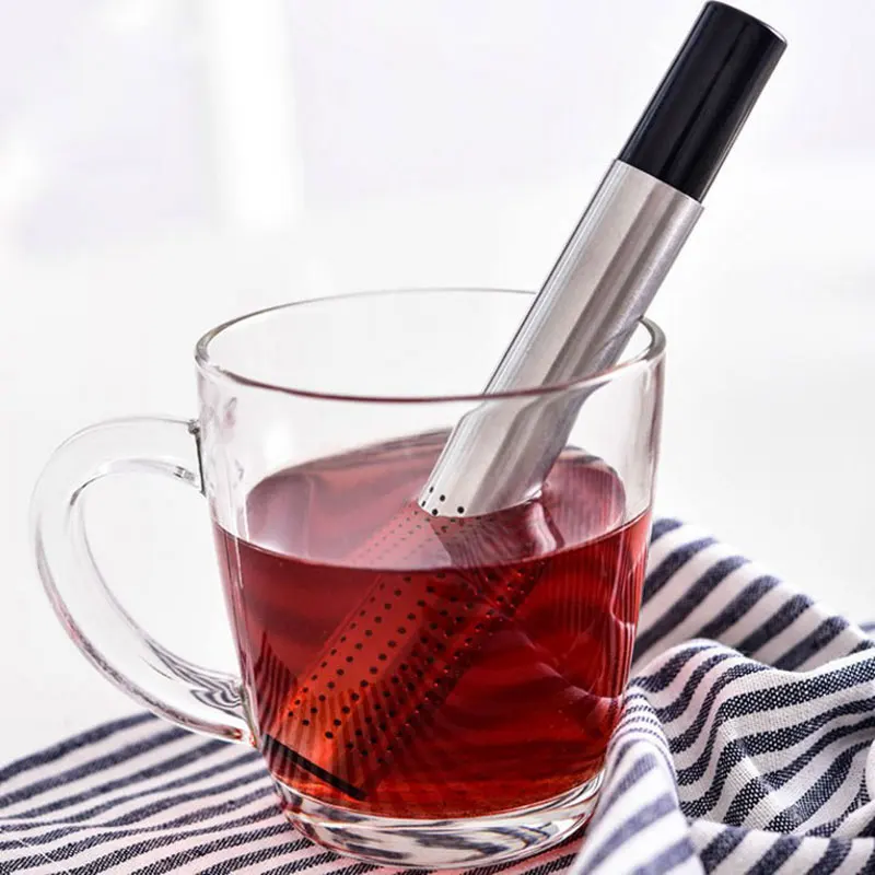 20pcs/lot Stainless Steel Tea Infuser Strainer Stick Pipe Design Mesh Tea Filter Loose Leaf Tea Tools