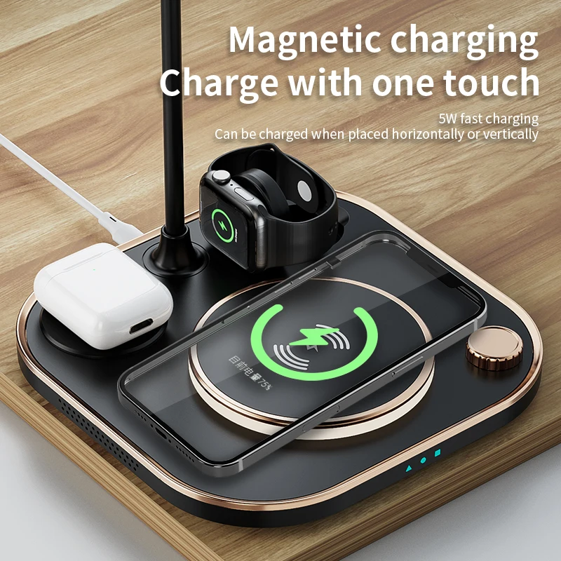 4 in 1 Wireless Charger Pad with Lamp for iPhone13 12 11 X XR 8 Multi-function Charging for Apple Watch 7 6 SE 5 Airpod Pro 2 3