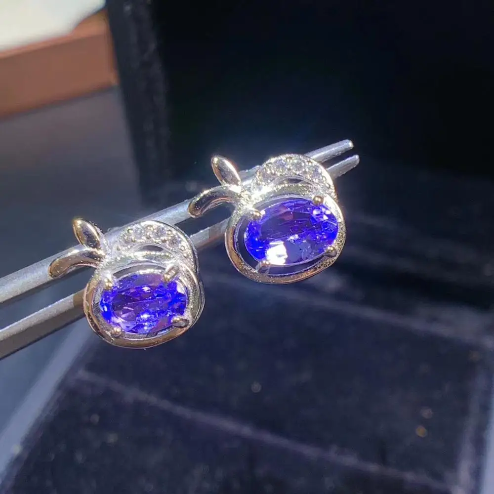 

NaturalTanzanite Earring Real Tanzanite Earring 925 Silver sterling Fine Charm Jewelry for Women Wedding Party Earring