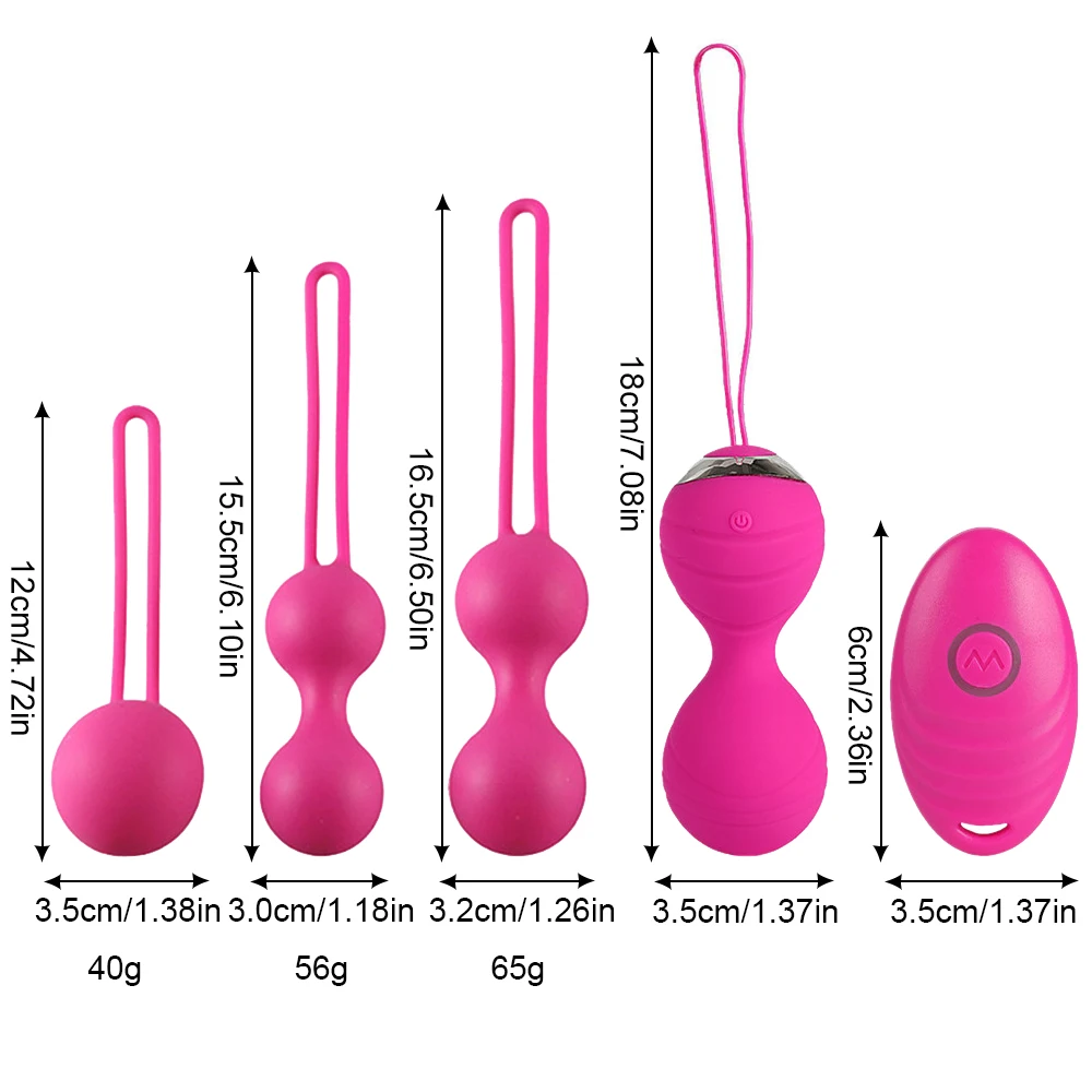 5pcs Vaginal tighten Exercise Kegel Balls 10 Speed Vibrating eggs Silicone Ben wa ball G Spot Vibrator Erotic sex toy for Women