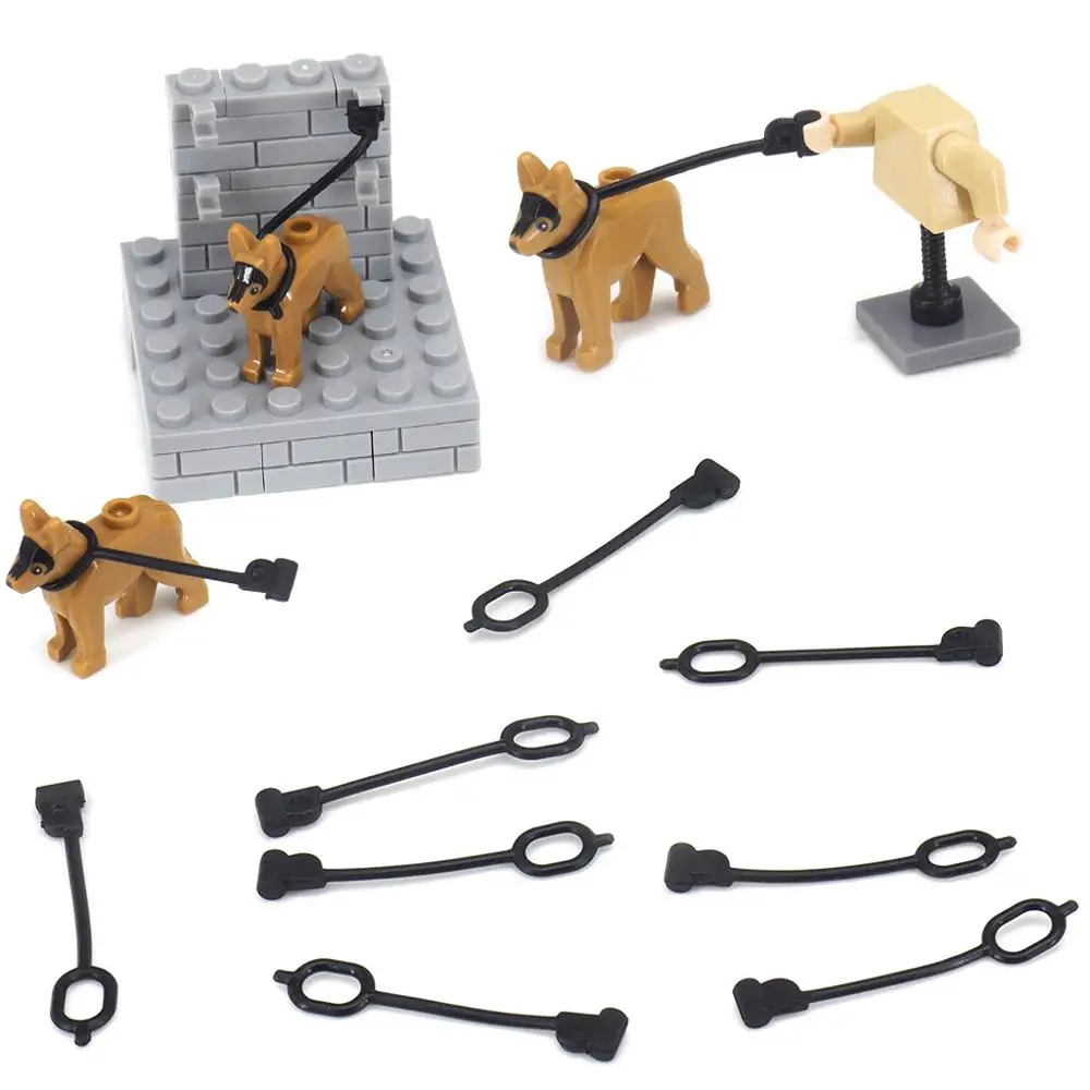 Ausrüstung Armee Hund Leine Gebäude Block Modell Moc Military Figuren WW2 Tier Partner Szenen Kind Weihnachten Geschenke Diy Ziegel Spielzeug