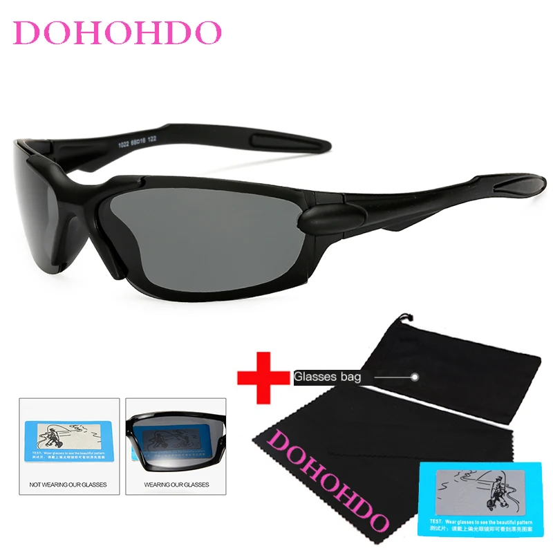 DOHOHDO Sport Polarized Sunglasses Polaroid Sun Glasses Mirror Windproof Goggles UV400 Sunglasses For Men Women Eyewear With Bag