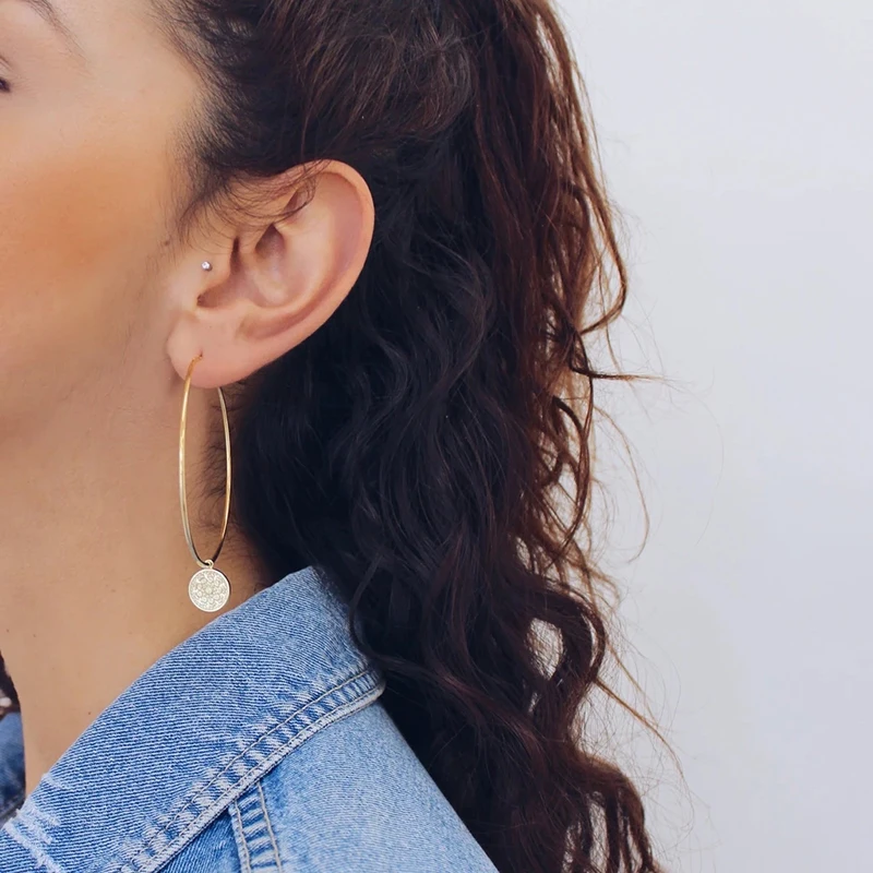 925 Sterling Silver Ear Buckle New Women Hoop Earrings Big Circle 57mm High Quality Jewelry For Fashion Ladies Birthday Gifts