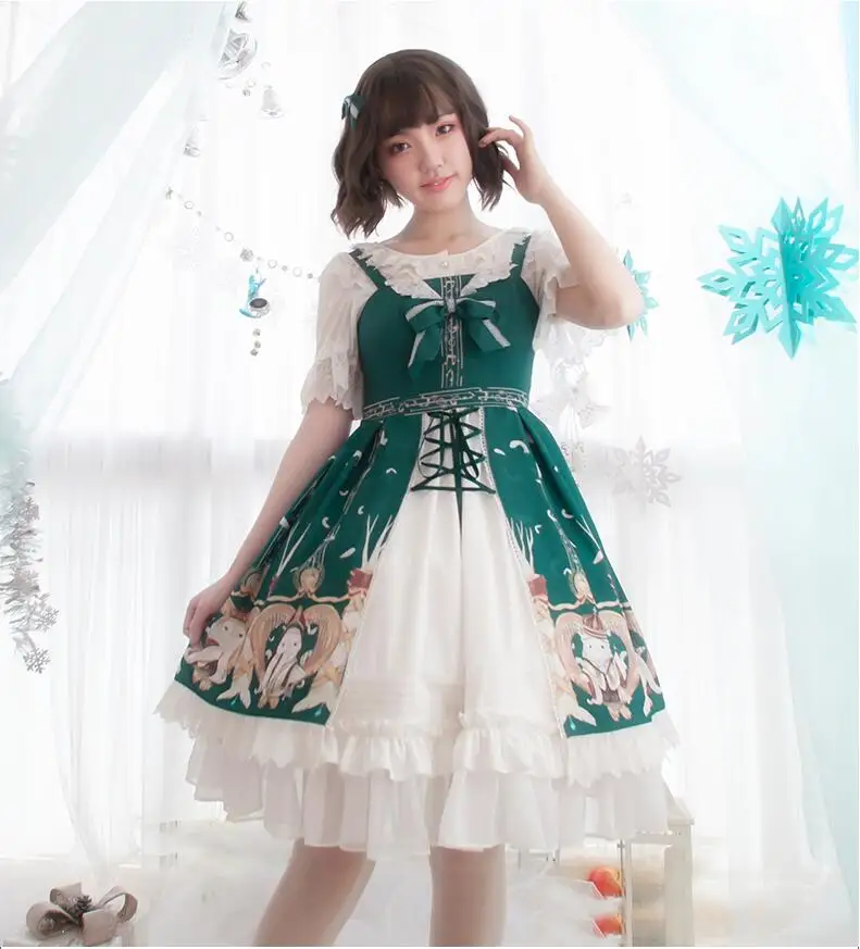 

Japanese sweet Lolita JSK sleeveless dress Cos Lolita Kawaii tea party dress retro court Princess Vestidos Loli