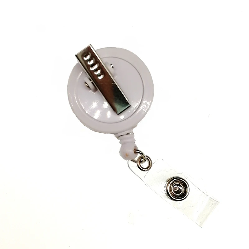 30pcs/lot Free Shipping Custom Round Iron Echometer ID Badge Holder Retractable Medical Badge Reel With Clip