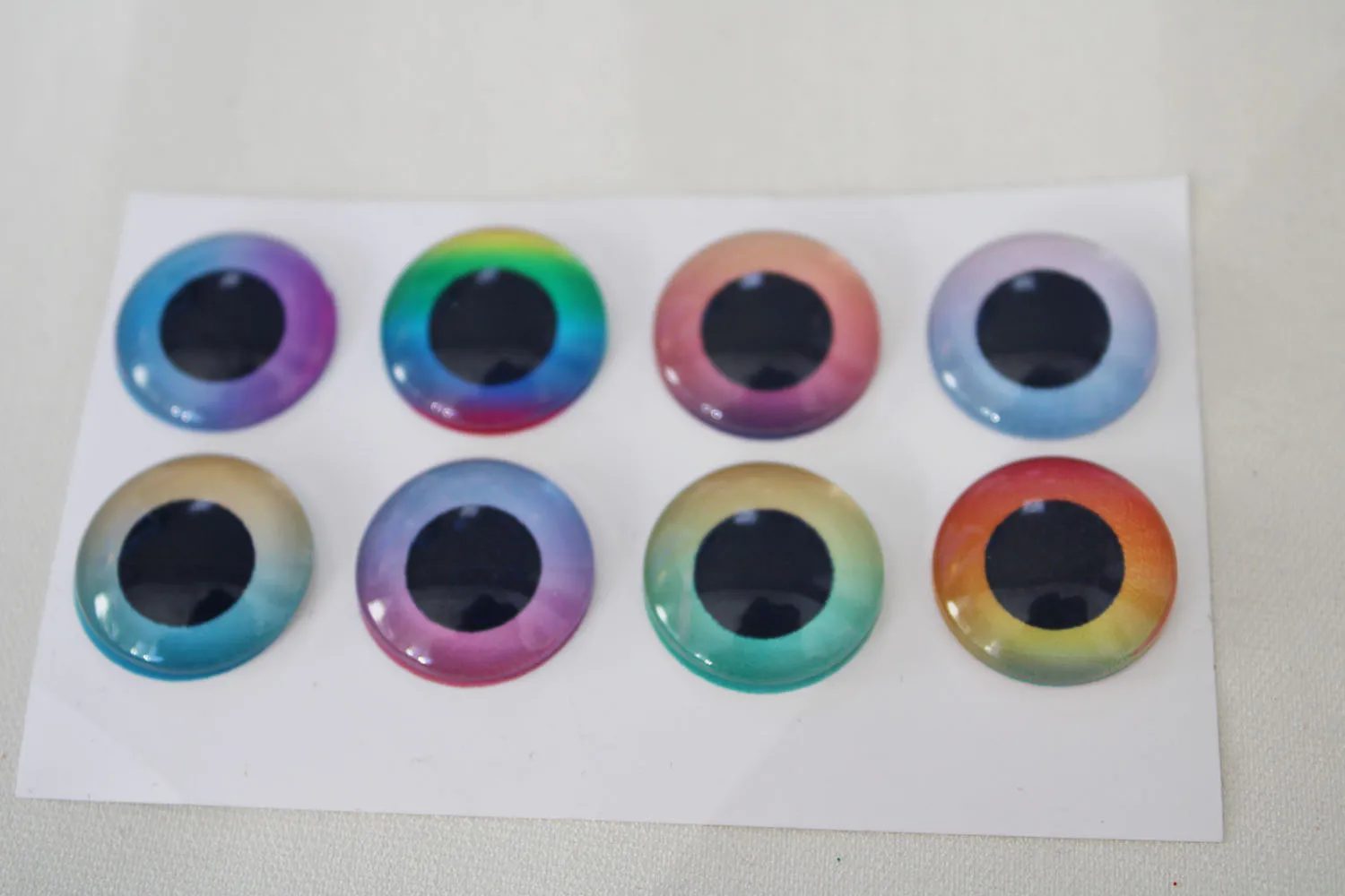 

5pair/lot 12mm-14mm-15mm-16mm-18mm-20mm-25mm rainbow color round style flat glass beads for diy toy handcraft finding