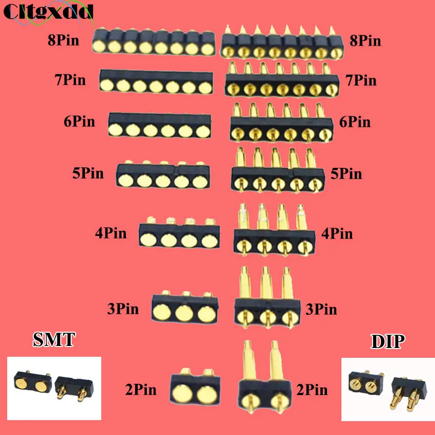 Cltgxdd 1PCS SMT DIP Pogo pin connector Pogopin Battery Spring Loaded Contact Test Probe Power Charge Header Pins 2.54 Grid